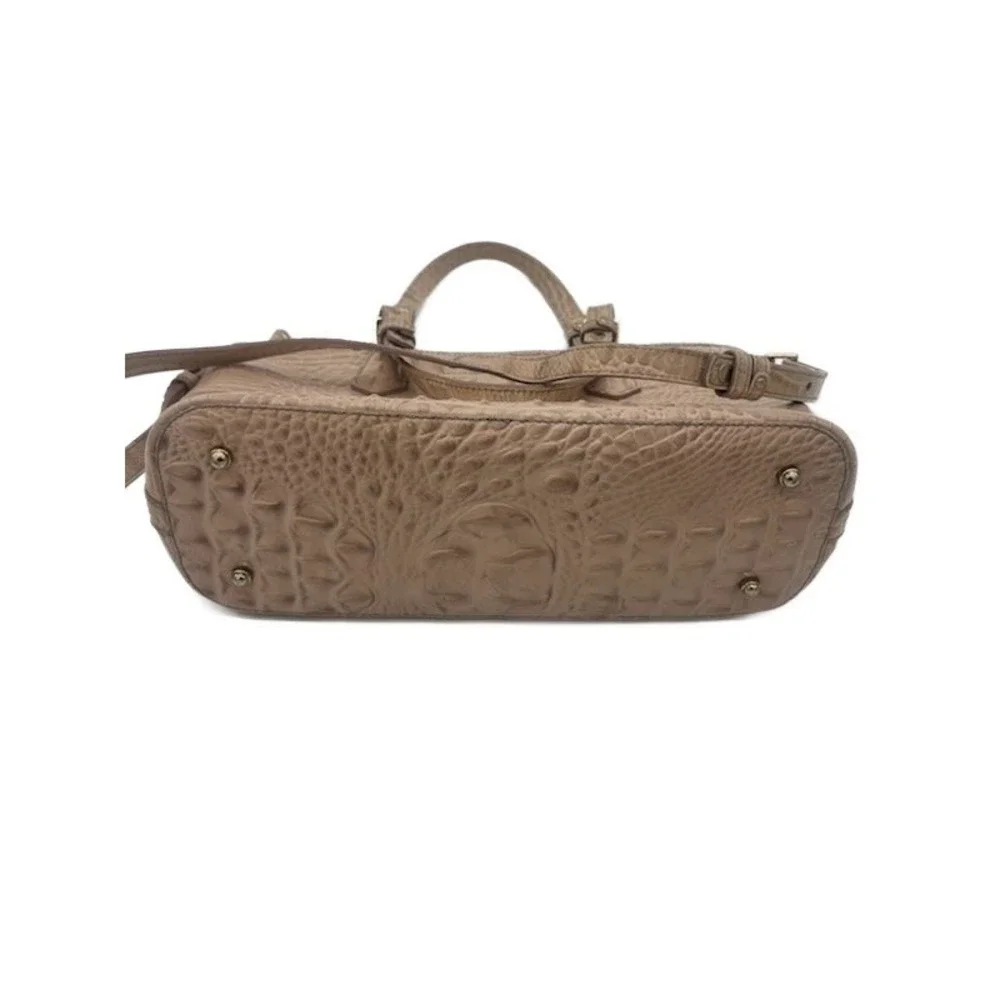 Brahmin Tan Melbourne Croc Embossed Leather Tote Purse‎ Bag  Detachable Strap